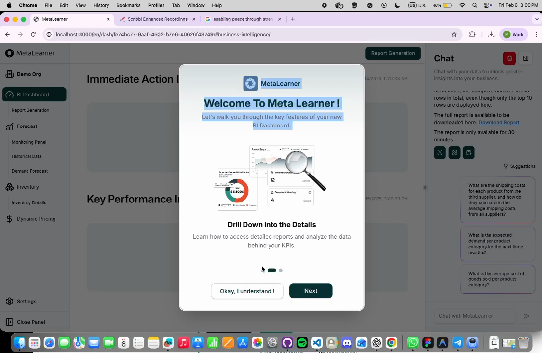 Onboarding modal extracted from demo video